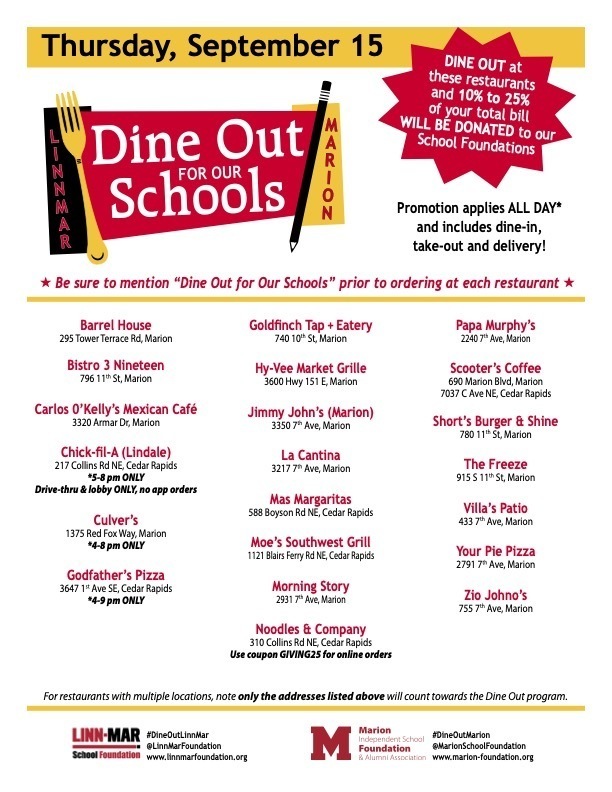 Fall 22 Dine Out For Our Schools